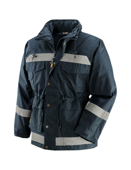 Giacca da lavoro a triplo uso in pvc blu con bande rifrangenti NW NERI mod.NEW TICINO 420059.
