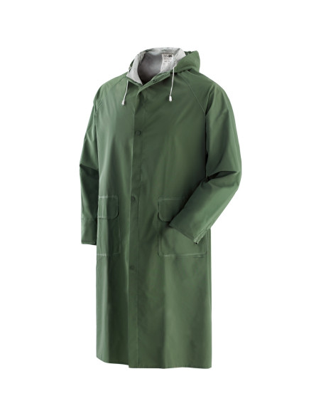Cappotto da lavoro in poliestere spalmato in pvc verde NW NERI mod. PLUVIO