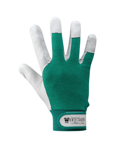 Guanti da lavoro con palmo in fiore bianco con velcro dorso NERI mod. 376050 confezione da 12 paia