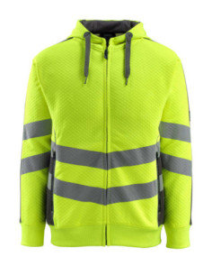 Felpa da lavoro con cerniera e cappuccio alta visibilita' classe 2/3 MASCOT mod. CORBY