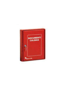 Cassetta portadocumenti caldaia in plastica colore rossa con serratura a chiave mm. 360x300X50 mod. 12PD2ABS4.