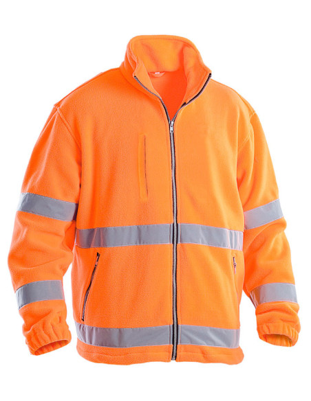 Giacca in pile alta visibilita' rifrangente con cerniera 100% poliestere mod. AVC16307.