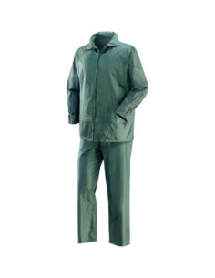 Completo giacca-pantalone da lavoro in poliestere spalmato pvc verde NW NERI mod. NIAGARA