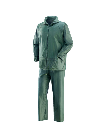 Completo giacca-pantalone da lavoro in poliestere spalmato pvc verde NW NERI mod. NIAGARA