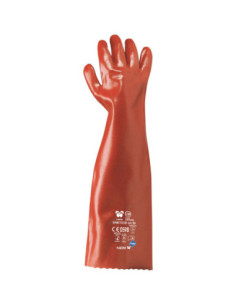 Guanti da lavoro rischio chimico in pvc 58 cm. rosso mod. 385032 SANITIZED.