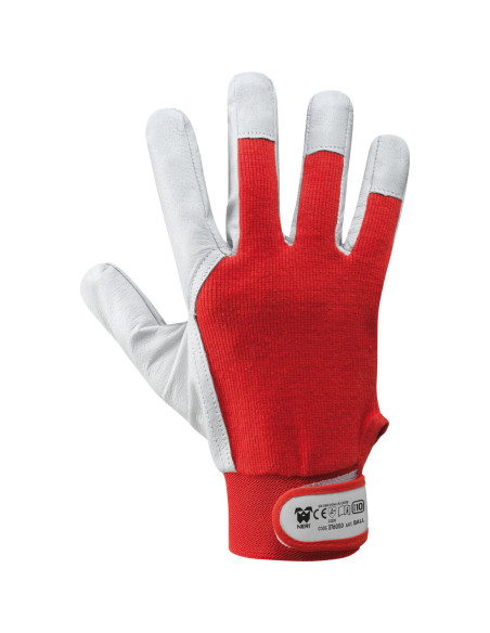 Guanti da lavoro con palmo in fiore bianco con velcro dorso NERI mod. 376050 confezione da 12 paia