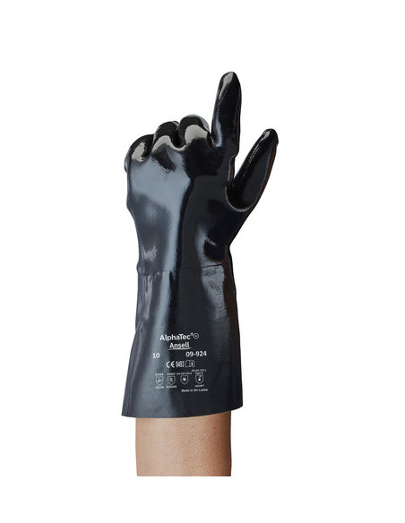 Guanti da lavoro polsino lungo in neoprene per uso chimico ANSELL mod. 09-924 ALPHA TEC