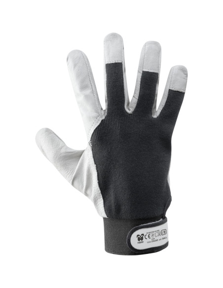 Guanti da lavoro con palmo in fiore bianco con velcro dorso NERI mod. 376050 confezione da 12 paia