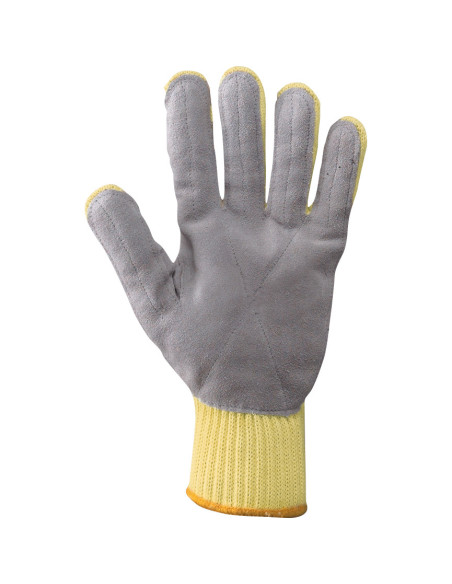 Guanti da lavoro in fibra kevlar con palmo in crosta lavori meccanici/lamiere mod. 310140 W7-430