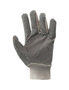Guanti da lavoro in tela cotone in pvc 8 once puntinato NERI mod. 338041 POLKA.