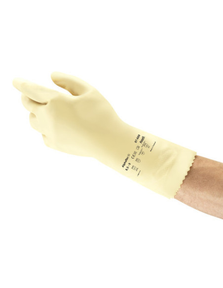 Guanti da lavoro polsino lungo in lattice bianco uso chimico ANSELL mod. 87-600 DUZMOR.