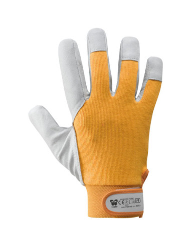 Guanti da lavoro con palmo in fiore bianco con velcro dorso NERI mod. 376050 confezione da 12 paia