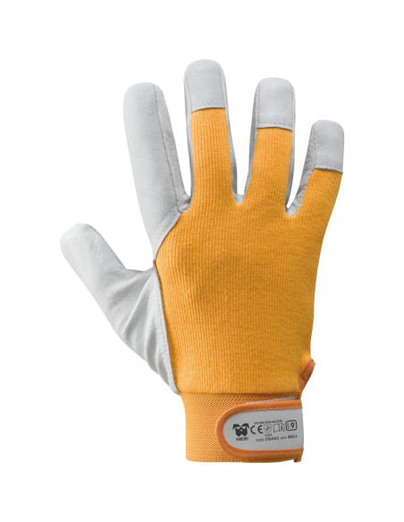 Guanti da lavoro con palmo in fiore bianco con velcro dorso NERI mod. 376050 confezione da 12 paia