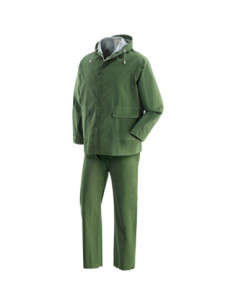 Completo giacca-pantalone da lavoro in pvc spalmato verde NW NERI mod. PLUVIO