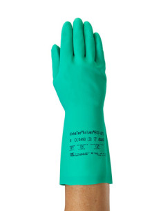 Guanti da lavoro polsino lungo in nitrile verde uso chimico ANSELL mod. 37-675 SOLVEX. 2
